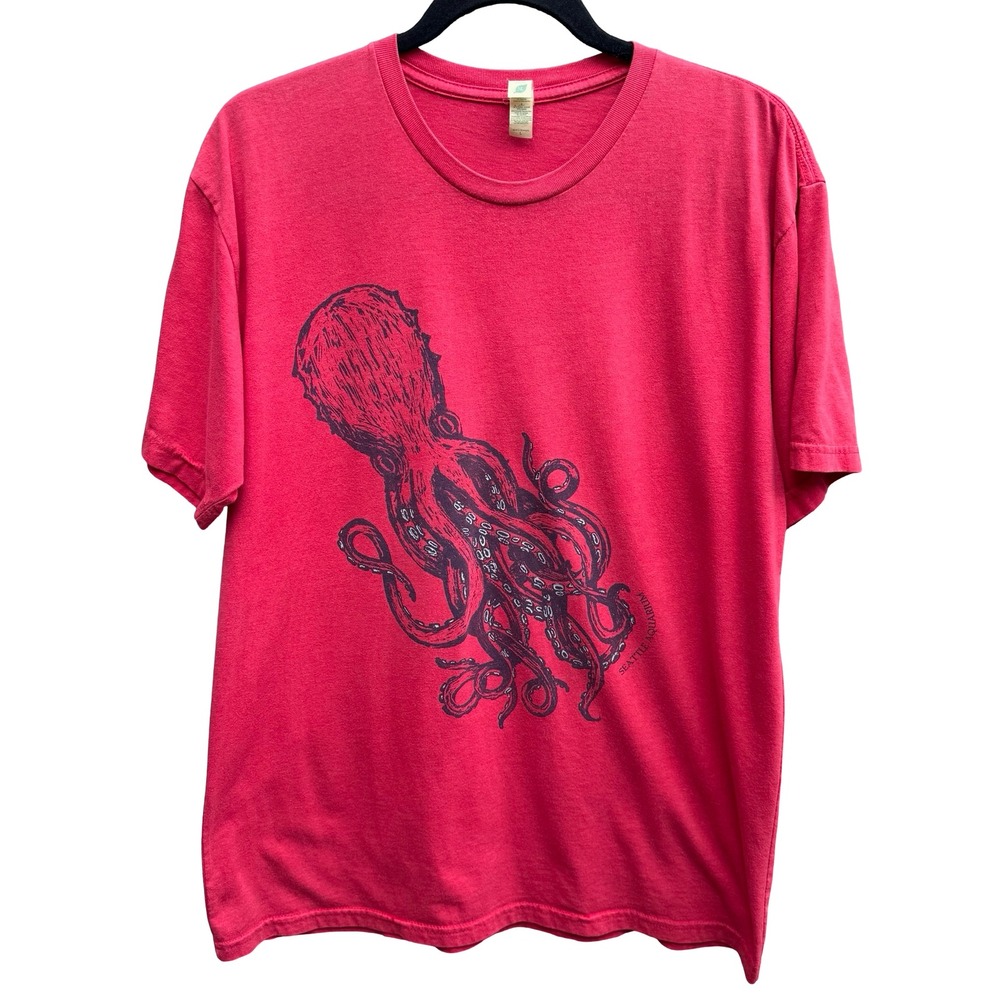 Next Level Seattle Marine Aquarium Octopus Graphic Tee Red Mens L Sustainable